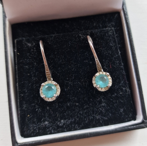 H Samuel Jewelry - Blue Topaz And Solid Sterling Silver Dangle Earrings (Vintage)